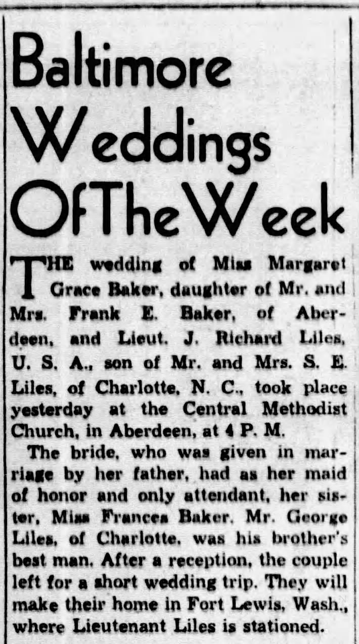 Baltimore Weddings of the Week; 28 Sep 1941; THe Baltimore Sun; 2–17