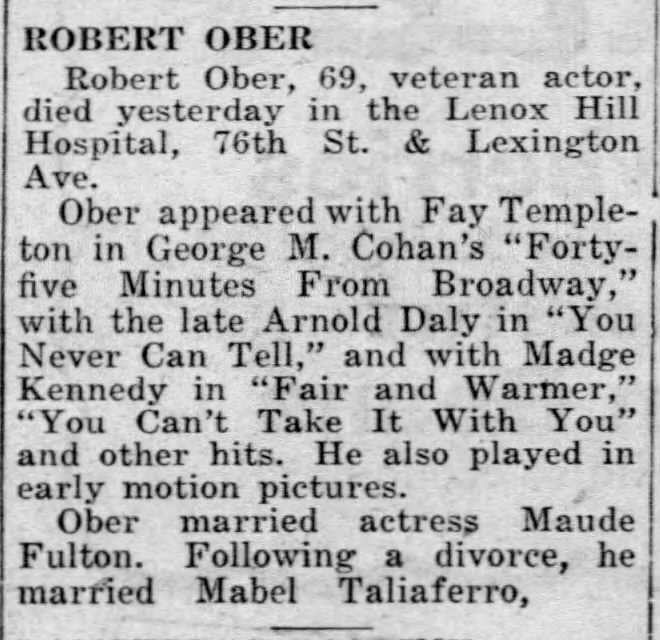 Robert Ober; 8 Dec 1950; Daily News; 52