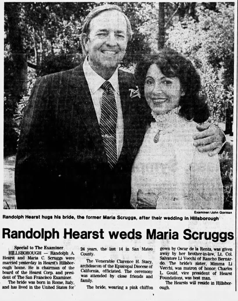 Randolph Hearst weds Maria Scruggs; 3 May 1982; The San Francisco Examiner; 13