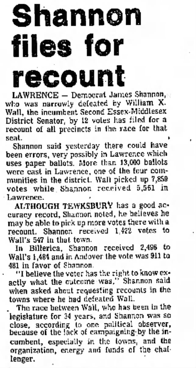 Shannon files for recount; 22 Sep 1976; The Lowell Sun; 3