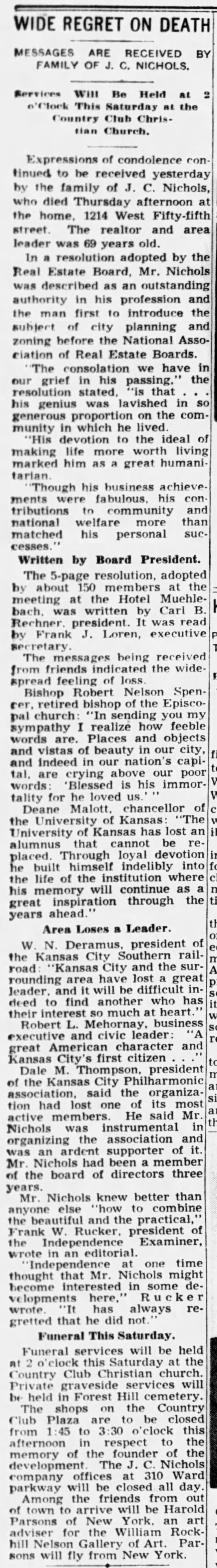 Wide Regret on Death; 18 Feb 1950; The Kansas City Times; 3