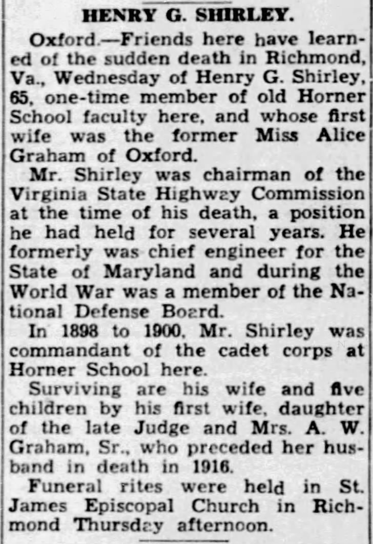 Henry G. Shirley; 19 Jul 1941; The News and Observer; 10