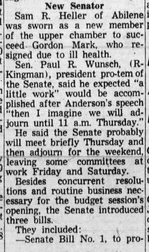 New Senator; 10 Jan 1962; The Wichita Eagle; 1