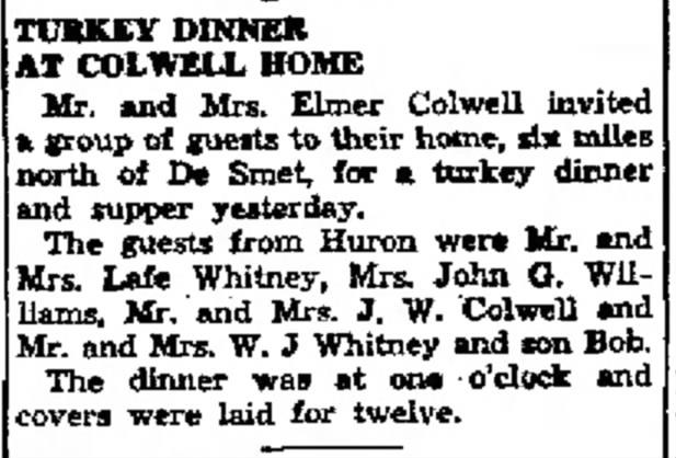 Elmer F. Colwell- Turkey Dinner At Colwell home
