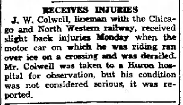 J.W. Colwell- Receives injuries