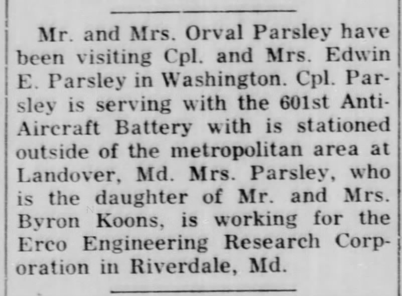 Edwin & Marjorie Parsley 1954