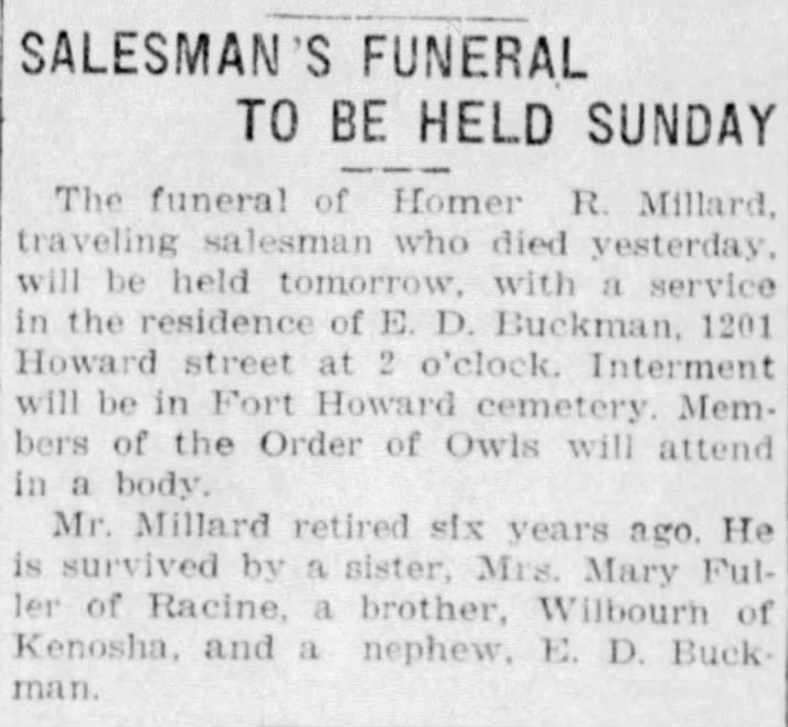Homer Millard funeral