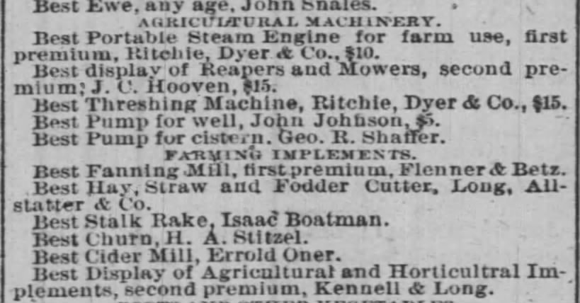 Agricultural Machinery 1879 
fair