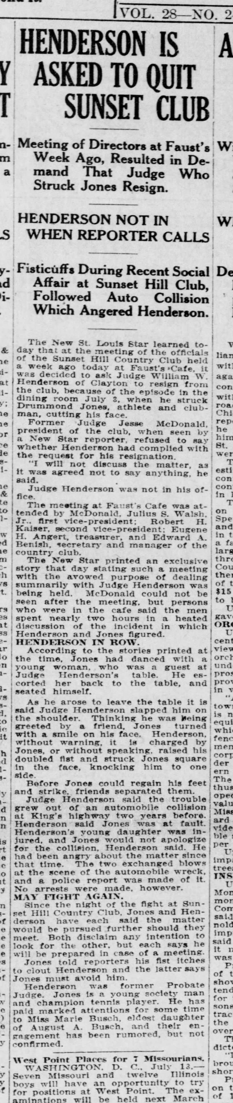 ww henderson fights at club 1914