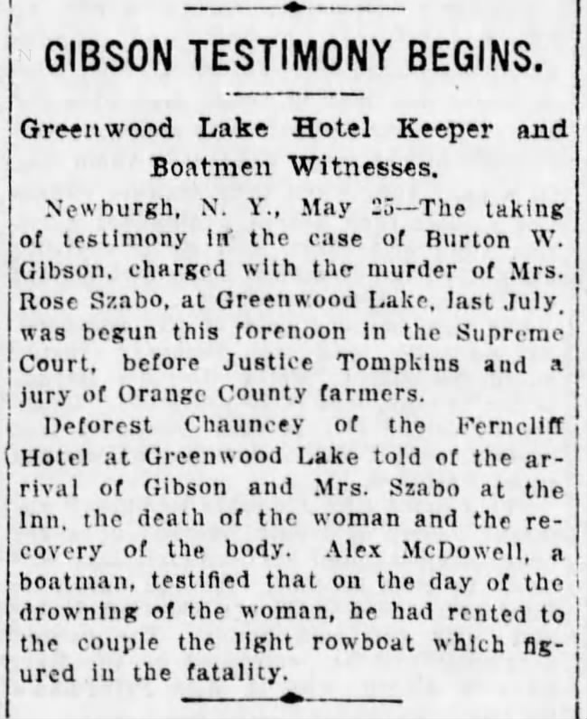 DeForest Chauncey Greenwood Lake Hotel Keeper 25 May 1913