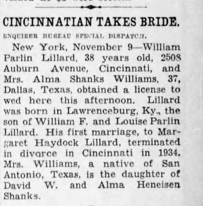 Dede and Alma to marry 1937