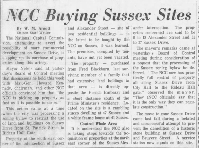NCC Buying Properties on Sussex Drive