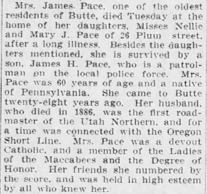 Obituary - Pace, James Mrs.