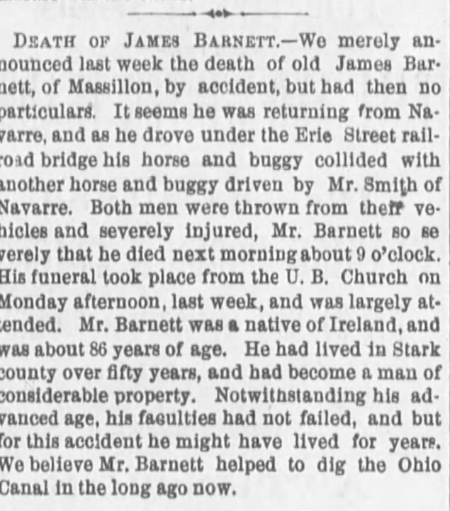James Barnett, Sr. report of his death.