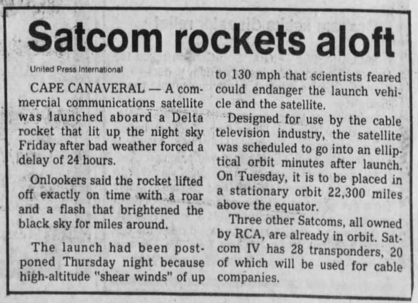 Satcom rockets aloft