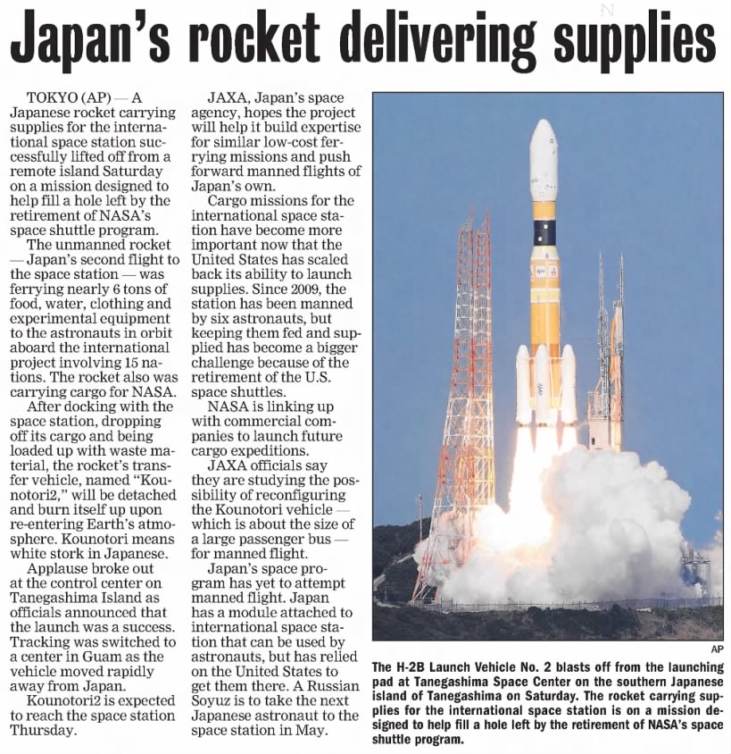 Japan's rocket delivering supplies