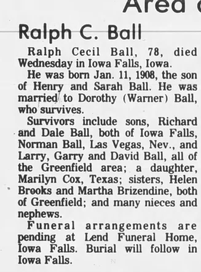 Obituary for Ralph Cecil Ball