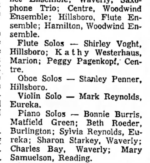 Mark Reynolds win I rating for violin - Emporia Gazette April 6, 1964