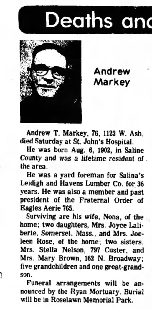 Andrew Markey Obituary