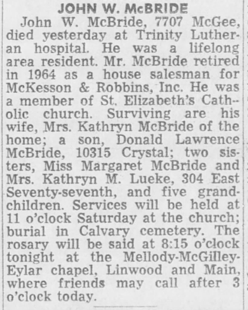 Obituary for John William McBride