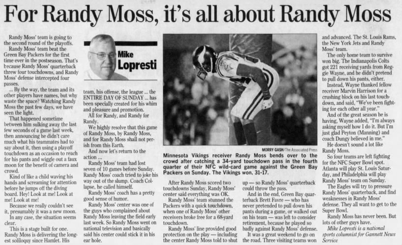 "It's all about Randy Moss"