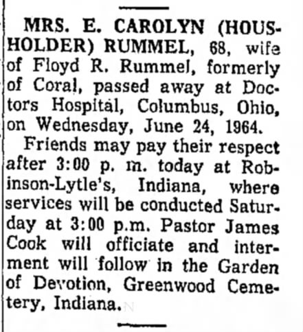 Obituary - Rummel, E. Carolyn (householder)
