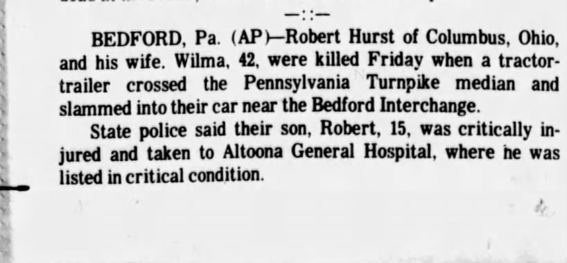 Accident - Hurst, Robert and Wilma