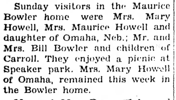 Omaha Howells visit Maurice Bowler Aug 9, 1949