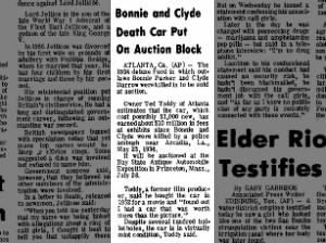 Bonnie and Clyde's death car put on auction block.