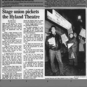 Hyland Theatre picketed by the union.