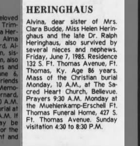 Obituary for Heringhaus Alvina (Aged 86)