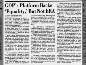 Republican Party removes support for the ERA from their party platform in 1980