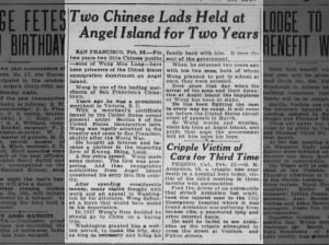 Children of legal Chinese immigrant are detained for two years at Angel Island, 1930
