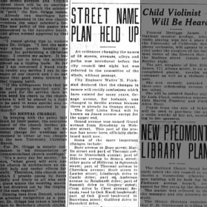 Street Names - Nov 4, 1931