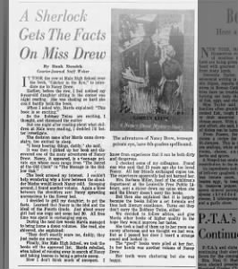 Columnist writes about Nancy Drew, 1960