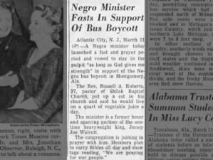 Minister begins fast and prayer in support of the bus boycott