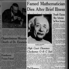 Famed mathematician, Albert Einstein, dies after brief illness at age 76