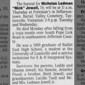 Nicholas Ledman Jewell - Obituary - The Courier-Journal 7 Nov 2000