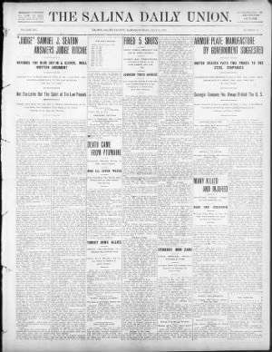 The Salina Daily Union from Salina, Kansas • Page 1