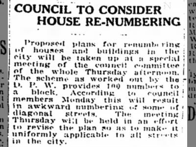 18 Nov 1919 Tue House Renumbering