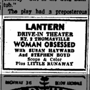 Lantern Drive-In, typical ad