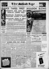 Newspaper coverage from Australia of the Allies' D-Day invasion of Normandy beaches in France, 1944
