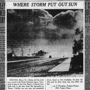 March, 1935, where storm put out sun, Denver, Colorado