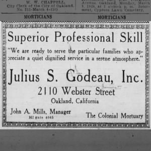 Colonial Mortuary -- Julius S. Godeau, 2110 Webster