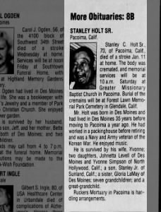 Obituary for Stanley C. HOLT SR.