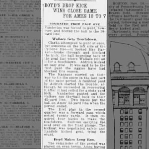 1917 Iowa State Football vs. Kansas State - Recap Page Two Part One