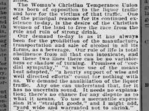 The Woman's Christian Temperance Union fights for Prohibition