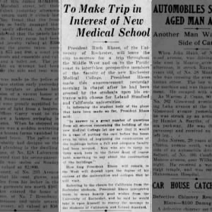 To Make Trip in Interest of New Medical School
