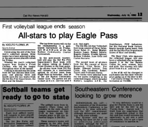 1990 July 18 SAS Del Rio Volleyball Team, Del Rio News Herald