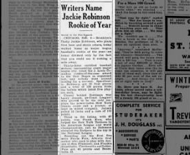 Jackie Robinson named MLB's Rookie of the Year in 1947